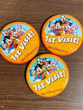 Three Brand NEW Walt Disney World ‘My First Visit’ 3” Buttons
